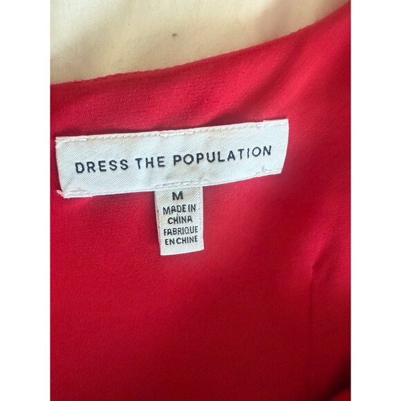Dress The Population Red Mini Dress Sz M Esme Holiday Sweetheart Ruffle Cocktail - Picture 10 of 12